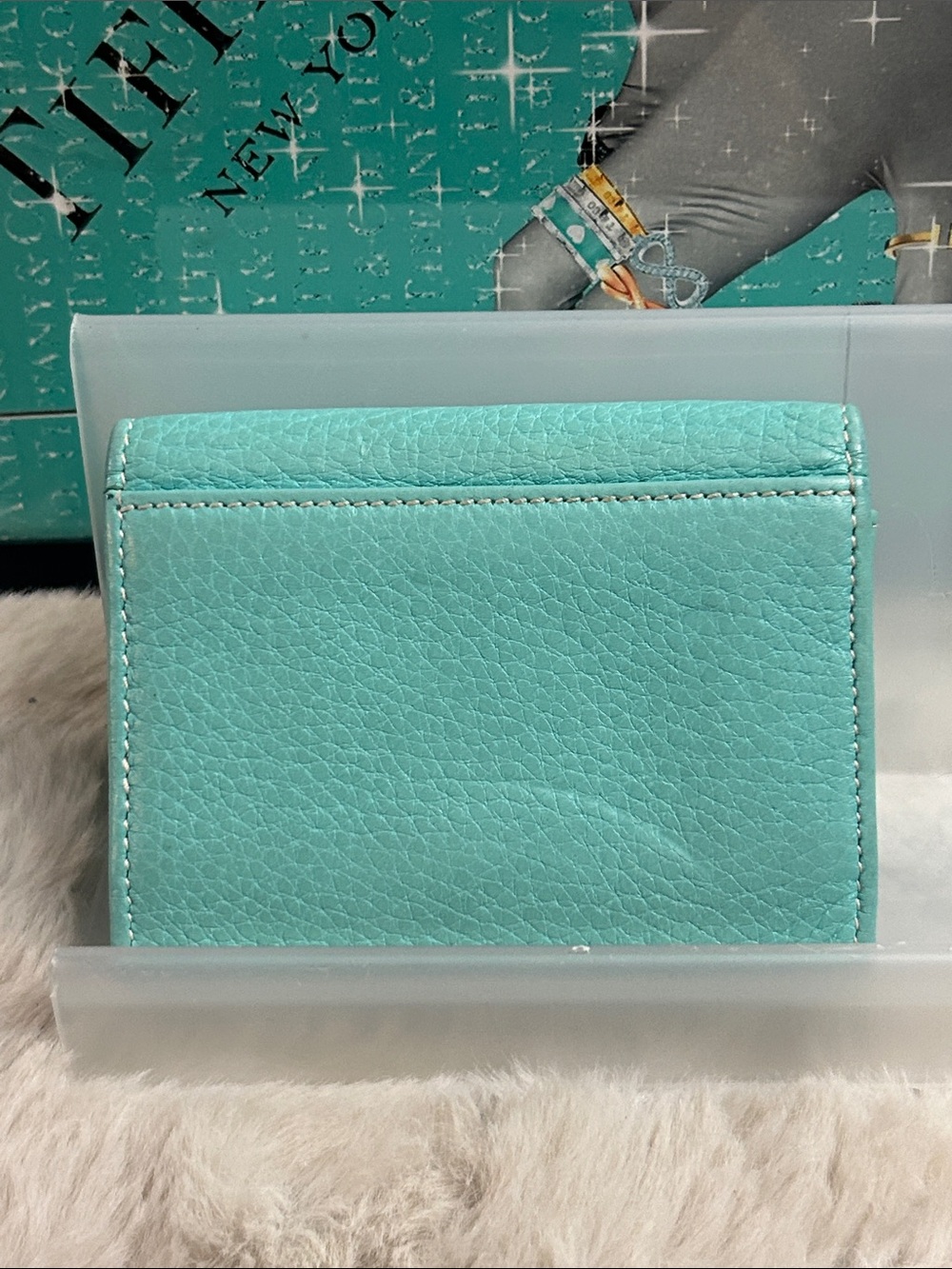 TIffany & Co. blue leather turnlock bifold card holder wallet Retails $400-600. - Picture 8 of 16